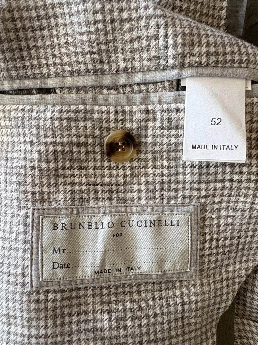 NWT Brunello Cucinelli Linen Delave PDP Cavallo Blazer Jacket 52 IT/42 US Gray